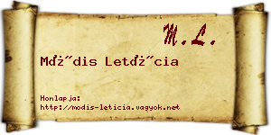 Módis Letícia névjegykártya